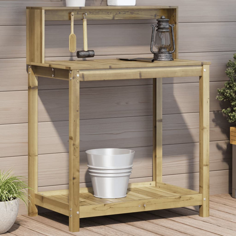 Load image into Gallery viewer, Vidaxl oppottafel met schappen 82,5x50x109,5 cm geïmpregneerd hout