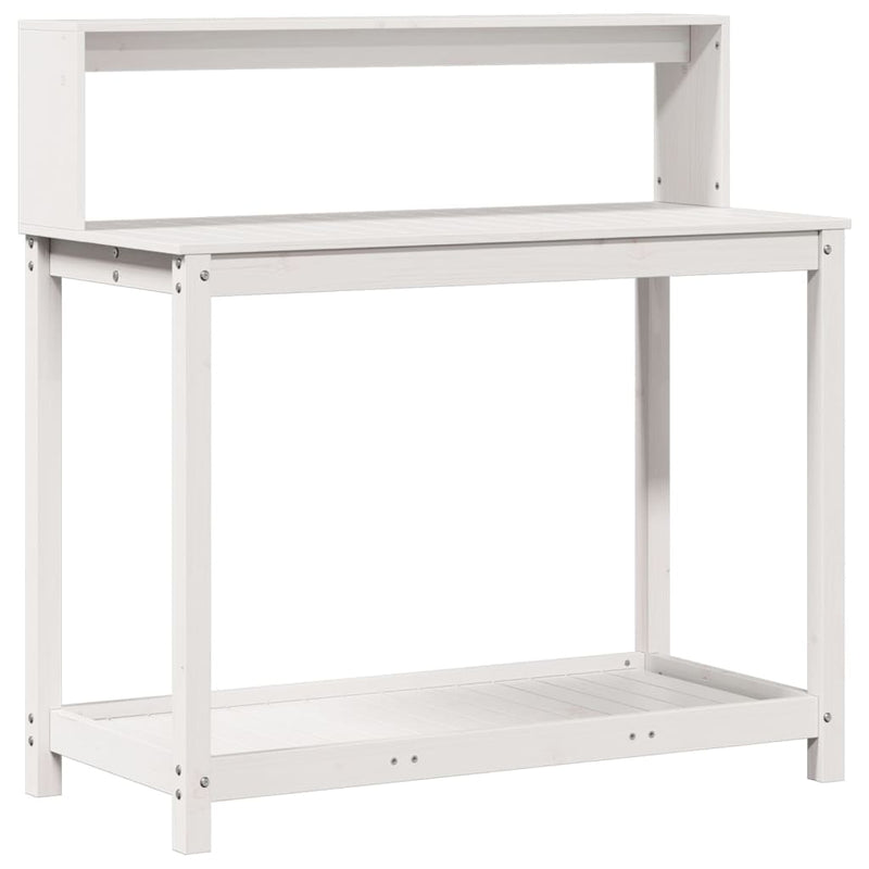 Cargue la imagen en el visor de la galería, Vidaxl oppottafel met schappen 108x50x109,5 cm massief grenenhout wit