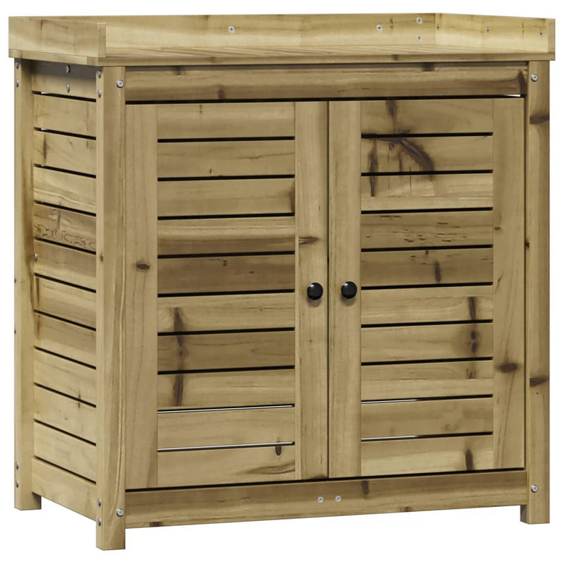 Load image into Gallery viewer, Vidaxl oppottafel met schappen 82,5x50x86,5 cm geïmpregneerd hout
