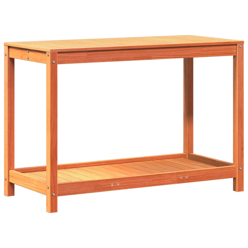 Load image into Gallery viewer, Vidaxl oppottafel met schap 108x50x75 cm massief grenenhout wasbruin