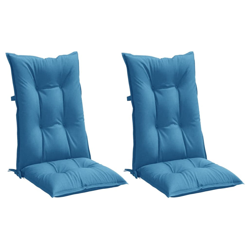 Load image into Gallery viewer, Vidaxl stoelkussens 2 st hoge rug 120x50x7 cm stof gemêleerd blauw