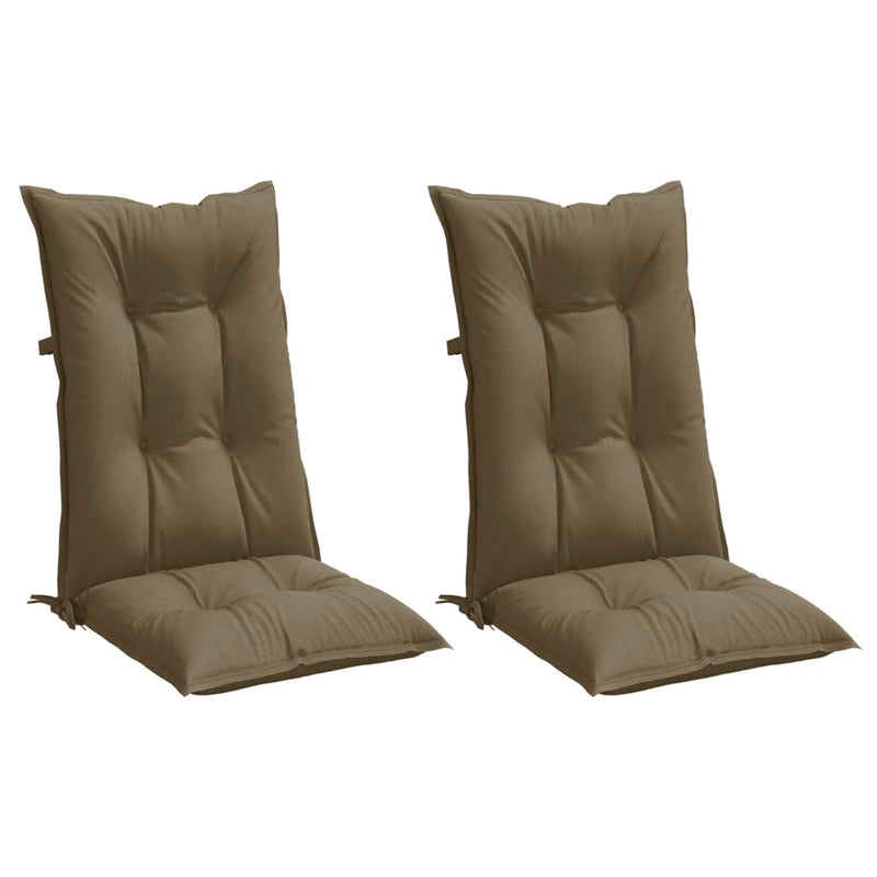 Load image into Gallery viewer, Vidaxl stoelkussens 2 st hoge rug 120x50x7 cm stof gemêleerd taupe