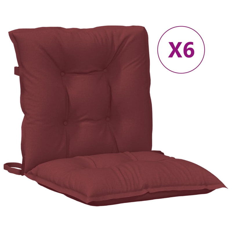 Load image into Gallery viewer, VidaXL Stoelkussens 6 st lage rug 100x50x7 cm stof gemêleerd wijnrood