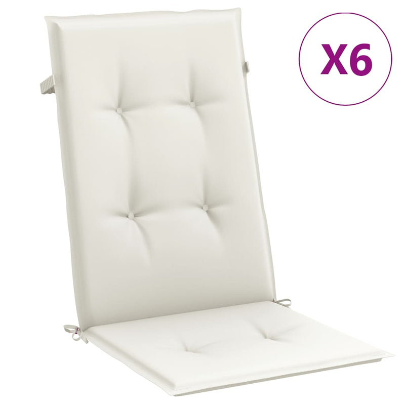 Load image into Gallery viewer, Vidaxl stoelkussens 6 st hoge rug 120x50x4 cm stof gemêleerd crème