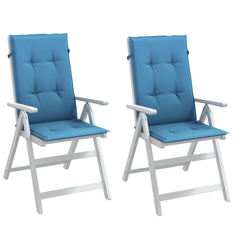 Load image into Gallery viewer, Vidaxl stoelkussens 2 st hoge rug 120x50x4 cm stof gemêleerd blauw