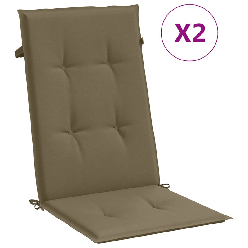Afbeelding laden in galerijviewer, Vidaxl stoelkussens 2 st hoge rug 120x50x4 cm stof gemêleerd taupe