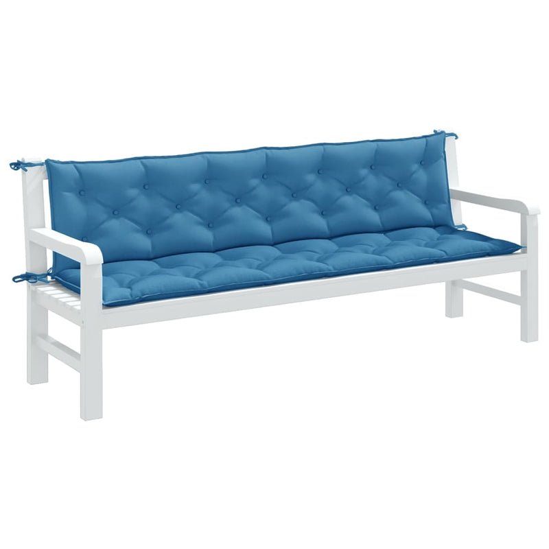 Load image into Gallery viewer, Vidaxl tuinbankkussens 2 st 200x50x7 cm stof gemêleerd blauw