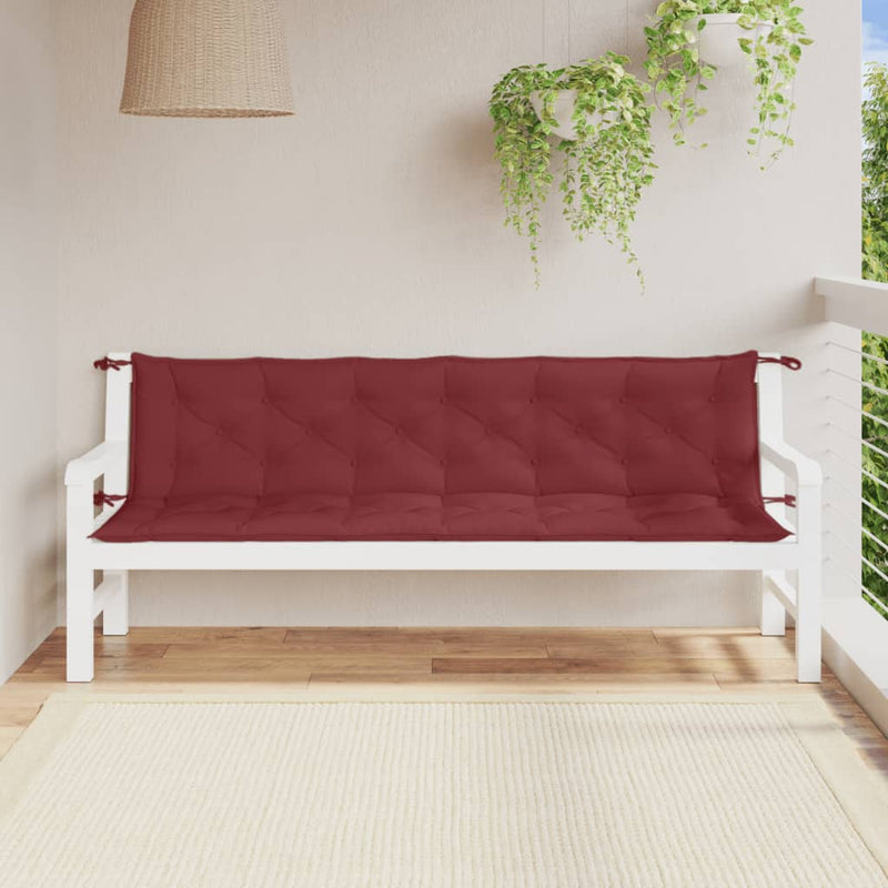 Load image into Gallery viewer, Vidaxl tuinbankkussens 2 st 200x50x7 cm stof gemêleerd wijnrood