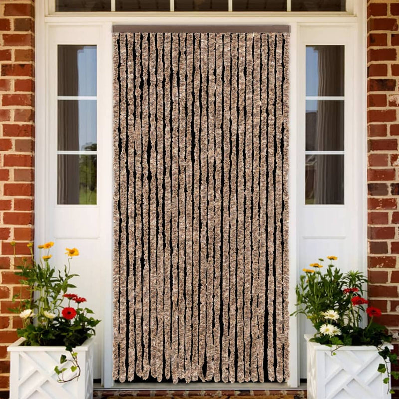 Load image into Gallery viewer, Vidaxl vliegengordijn 100x230 cm chenille beige en donkerbruin