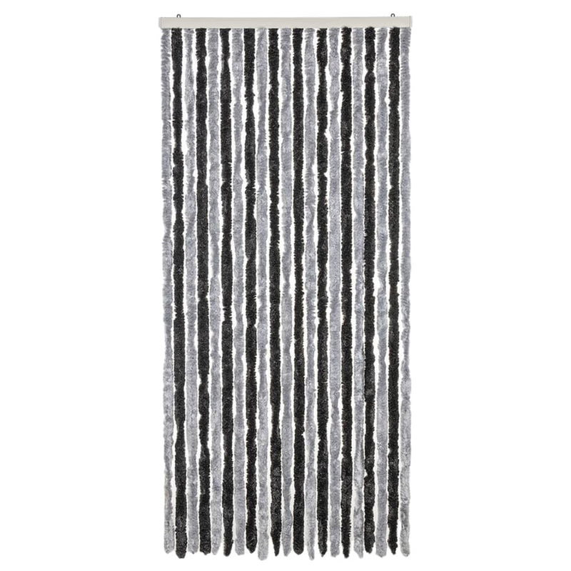 Afbeelding laden in galerijviewer, Vidaxl vliegengordijn 90x220 cm chenille grijs en zwart