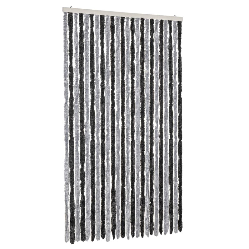 Afbeelding laden in galerijviewer, Vidaxl vliegengordijn 100x220 cm chenille grijs en zwart