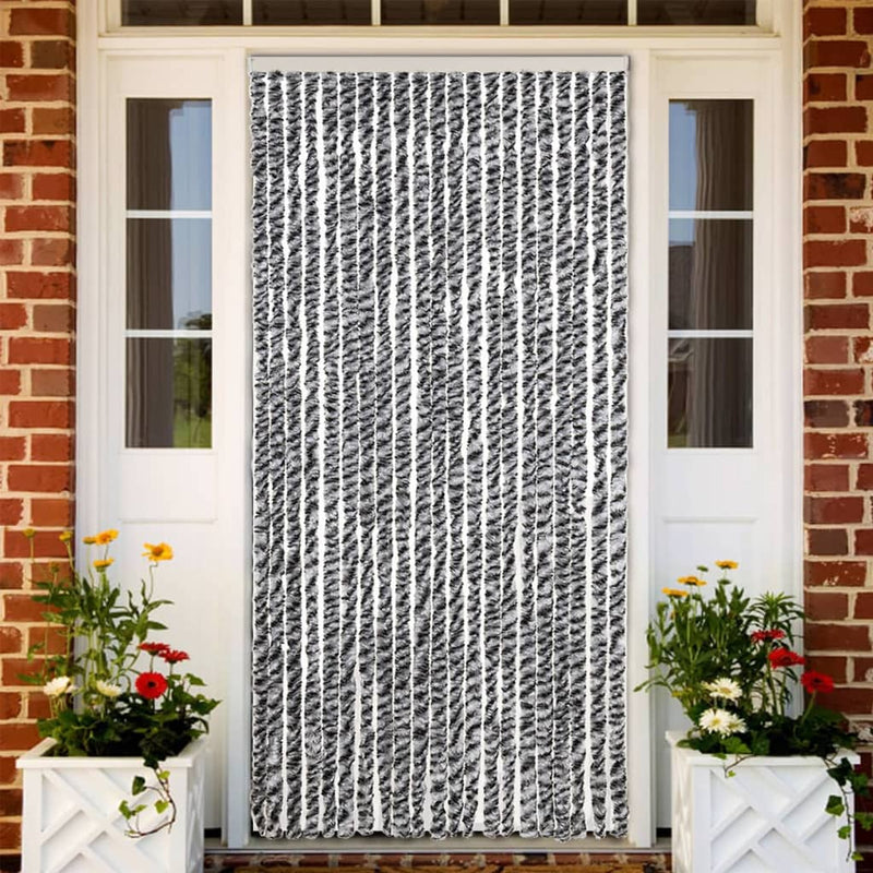 Load image into Gallery viewer, Vidaxl vliegengordijn 90x220 cm chenille grijs en zwart-wit