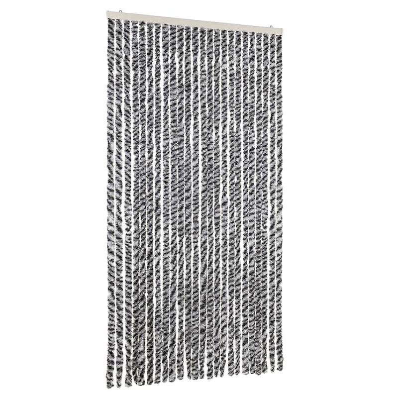 Afbeelding laden in galerijviewer, Vidaxl vliegengordijn 100x220 cm chenille grijs en zwart-wit