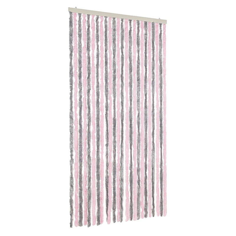 Load image into Gallery viewer, Vidaxl vliegengordijn 100x200 cm chenille zilvergrijs en roze
