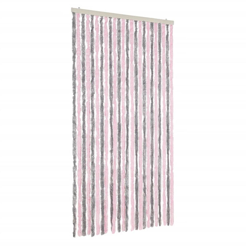 Load image into Gallery viewer, Vidaxl vliegengordijn 100x220 cm chenille zilvergrijs en roze