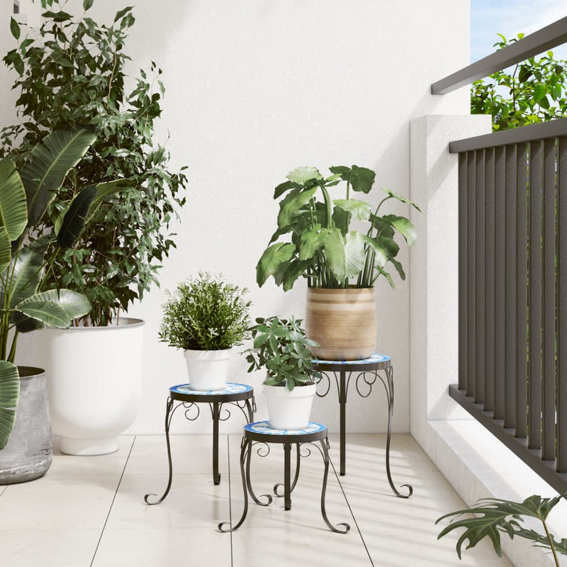Load image into Gallery viewer, Vidaxl plantenstandaards 3 st keramiek blauw en wit
