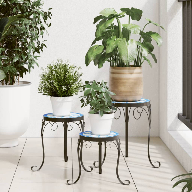 Load image into Gallery viewer, Vidaxl plantenstandaards 3 st keramiek blauw en wit