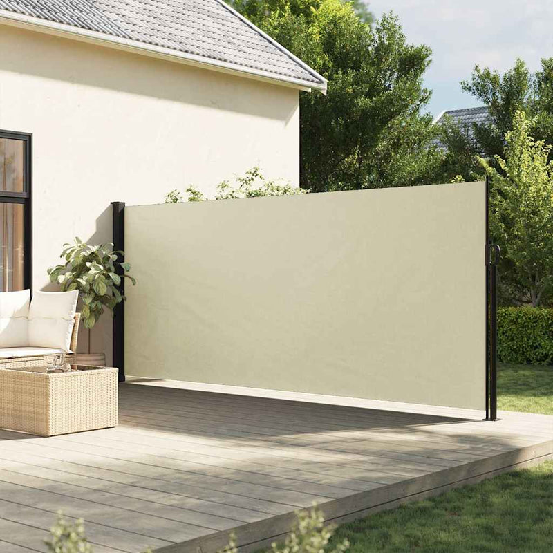 Afbeelding laden in galerijviewer, Vidaxl windscherm uittrekbaar 160x600 cm crèmekleurig