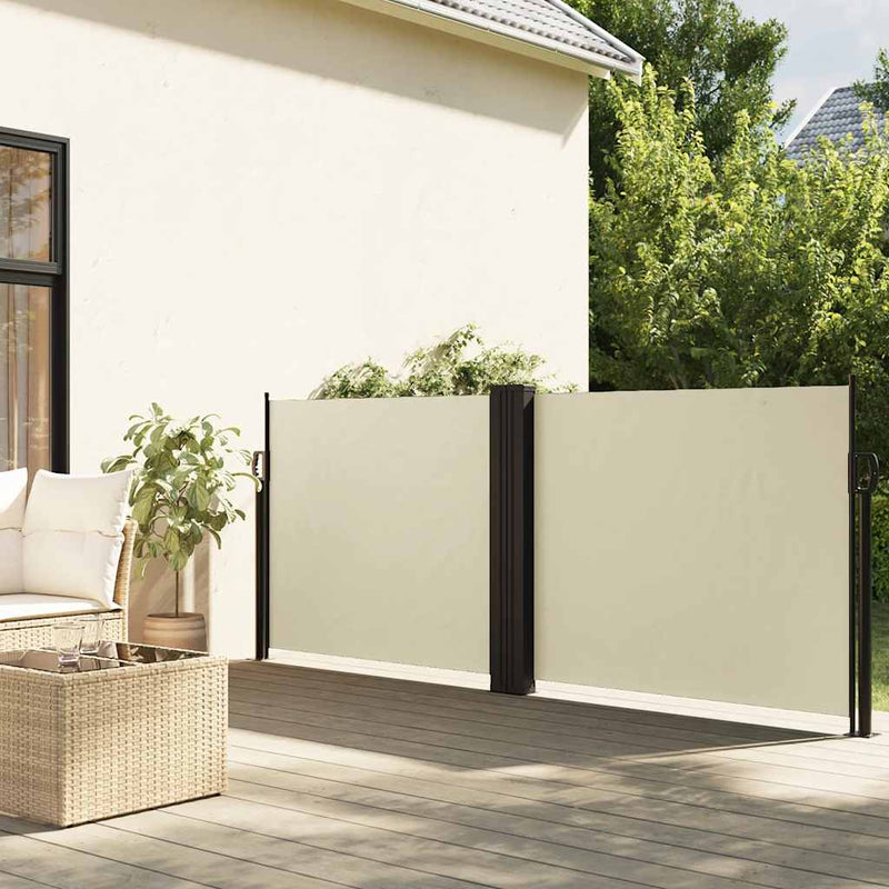 Load image into Gallery viewer, Vidaxl windscherm uittrekbaar 120x1200 cm crèmekleurig