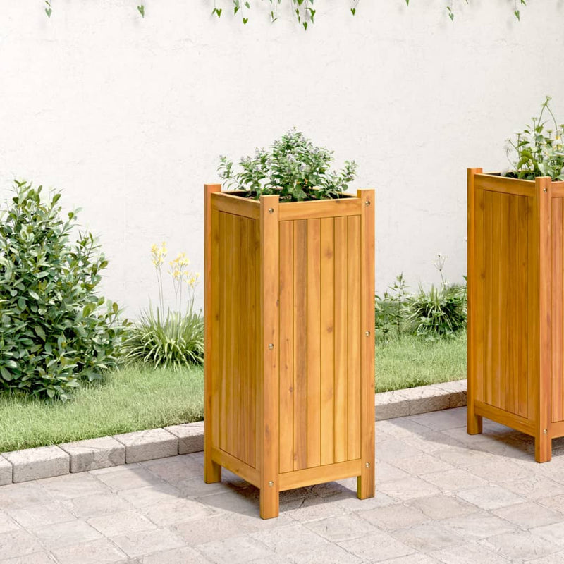 ギャラリービューアに画像をロードする, Vidaxl plantenbak met voering 31x31x75 cm massief acaciahout