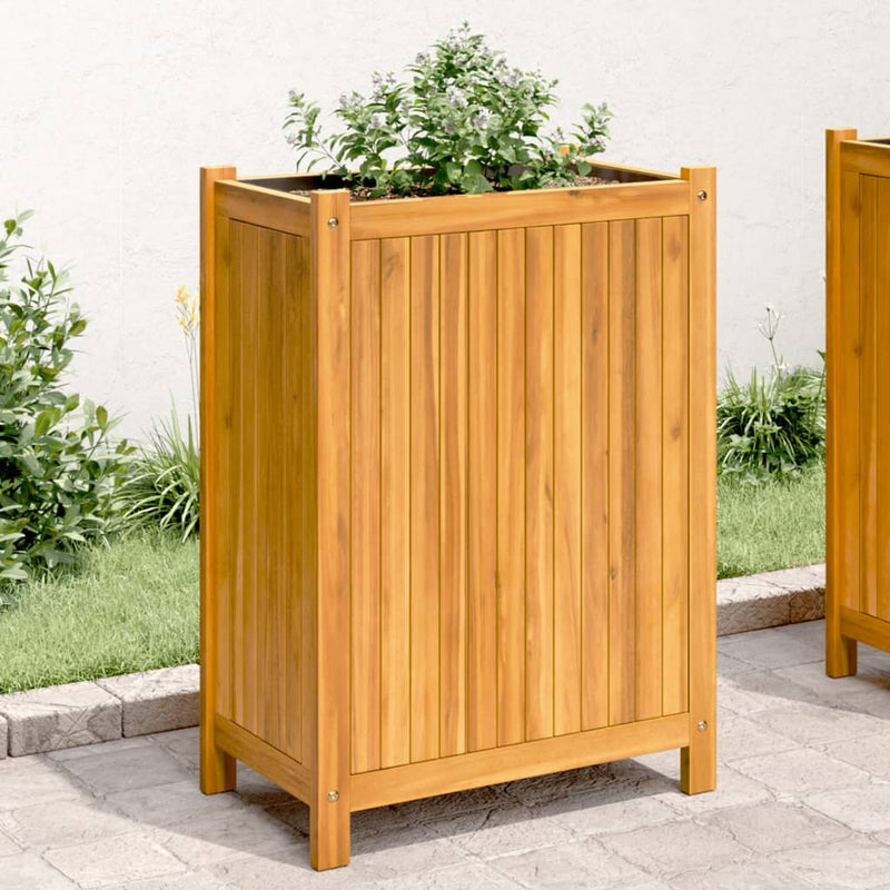 ギャラリービューアに画像をロードする, Vidaxl plantenbak met voering 31x31x75 cm massief acaciahout