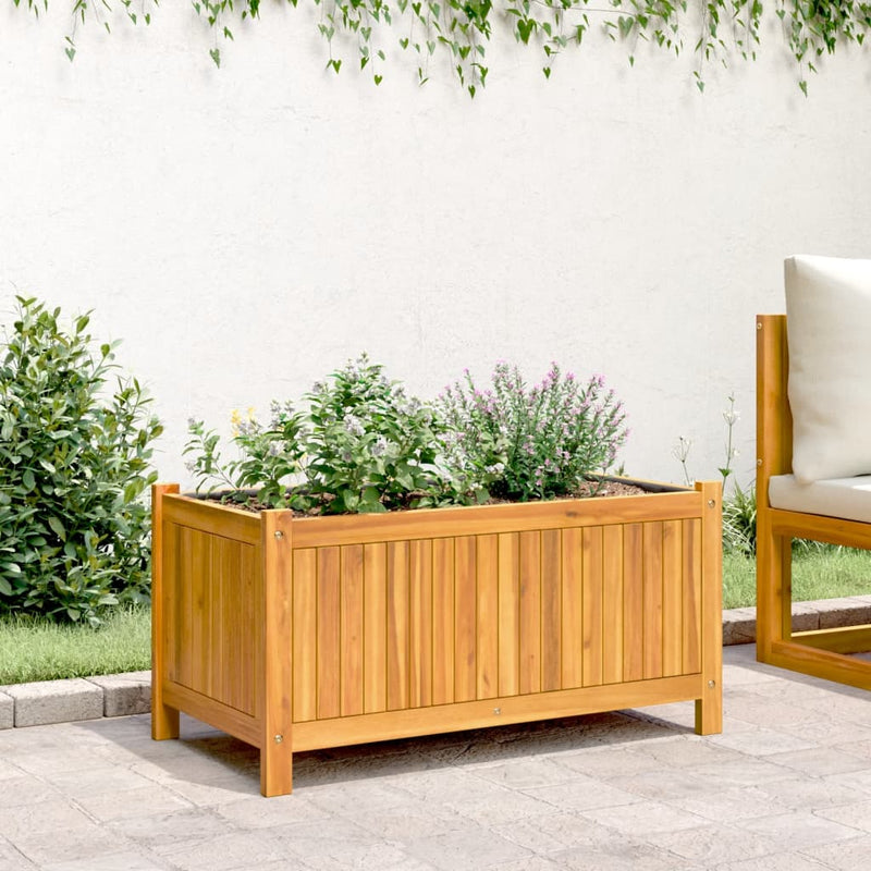 Afbeelding laden in galerijviewer, Vidaxl plantenbak met voering 80x42x40 cm massief acaciahout