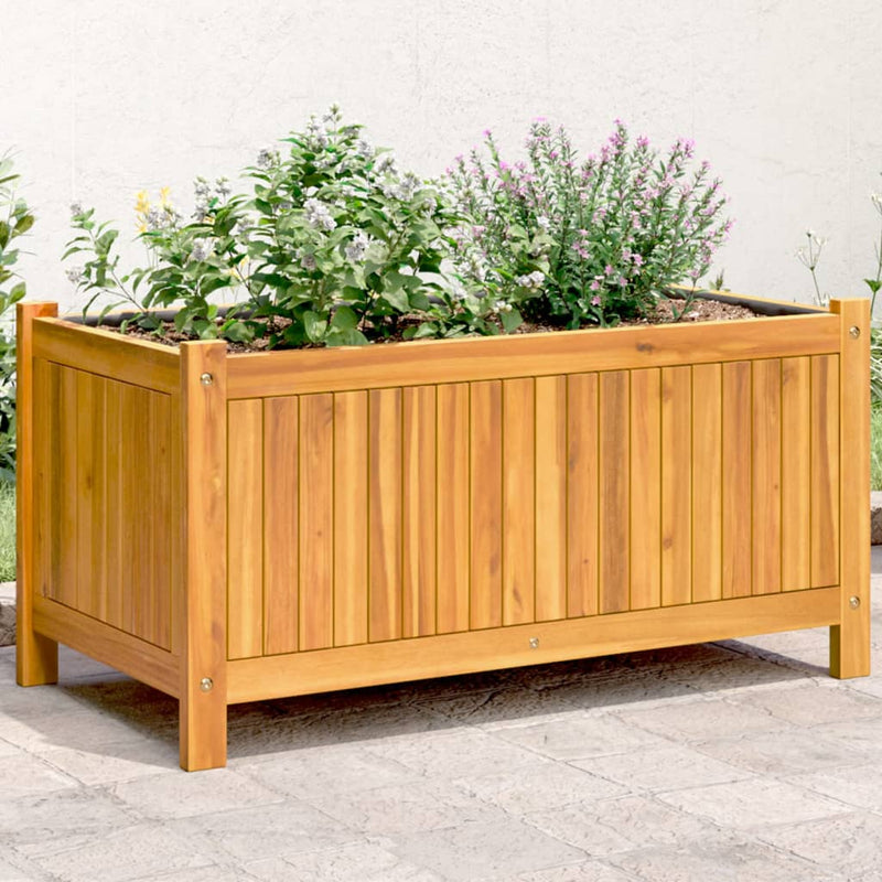 Afbeelding laden in galerijviewer, Vidaxl plantenbak met voering 80x42x40 cm massief acaciahout