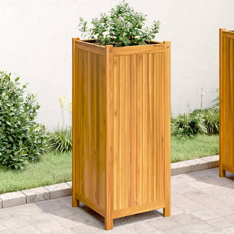 Load image into Gallery viewer, Vidaxl plantenbak met voering 42x42x100 cm massief acaciahout