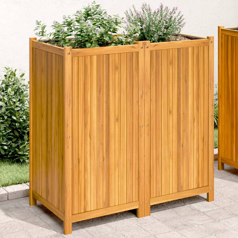 Afbeelding laden in galerijviewer, Vidaxl plantenbak met voering 100x50x100 cm massief acaciahout