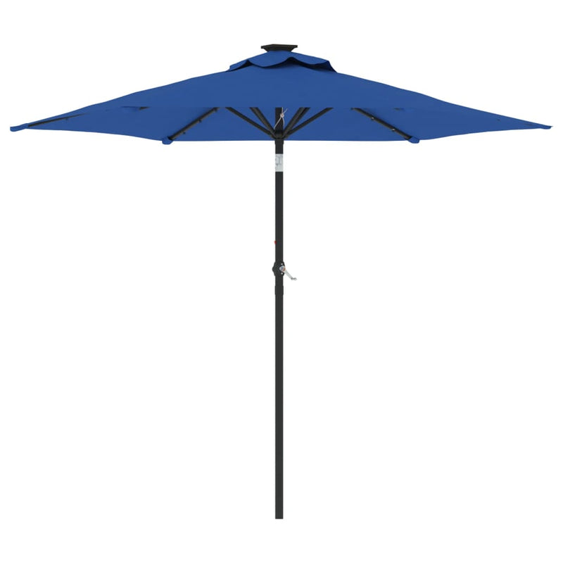 Load image into Gallery viewer, Vidaxl parasol met led's en stalen paal 225x225x212 cm azuurblauw