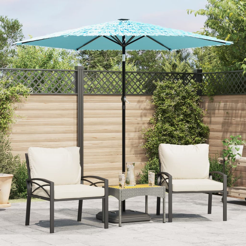 Cargue la imagen en el visor de la galería, Vidaxl parasol met stalen paal 223x223x213 cm blauw