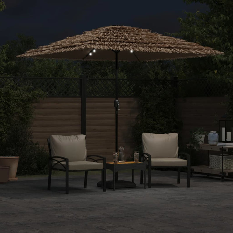 Load image into Gallery viewer, Vidaxl parasol met led's en stalen paal 248x248x248 cm bruin