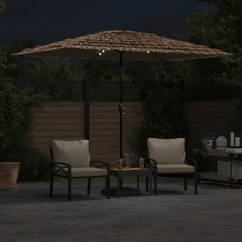 Load image into Gallery viewer, Vidaxl parasol met led's en stalen paal 300x200x250 cm bruin