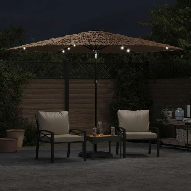 Load image into Gallery viewer, Vidaxl parasol met led's en stalen paal 288x288x225 cm bruin