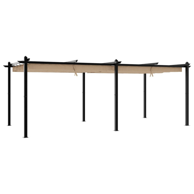 Load image into Gallery viewer, VidaXL Prieel met uittrekbaar dak 3x6 m aluminium taupe