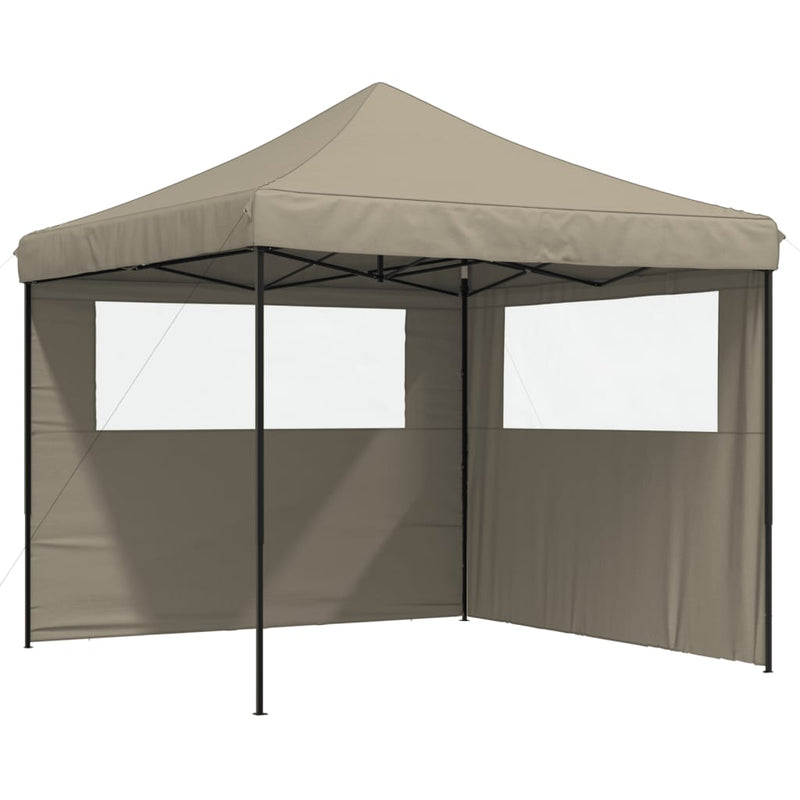 Cargue la imagen en el visor de la galería, Vidaxl partytent inklapbaar pop-up met 2 zijwanden taupe