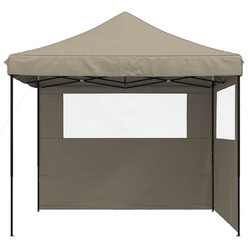Cargue la imagen en el visor de la galería, Vidaxl partytent inklapbaar pop-up met 2 zijwanden taupe