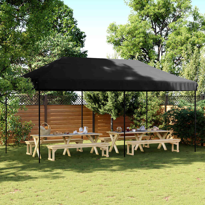 Afbeelding laden in galerijviewer, Vidaxl partytent inklapbaar pop-up 580x292x315 cm zwart