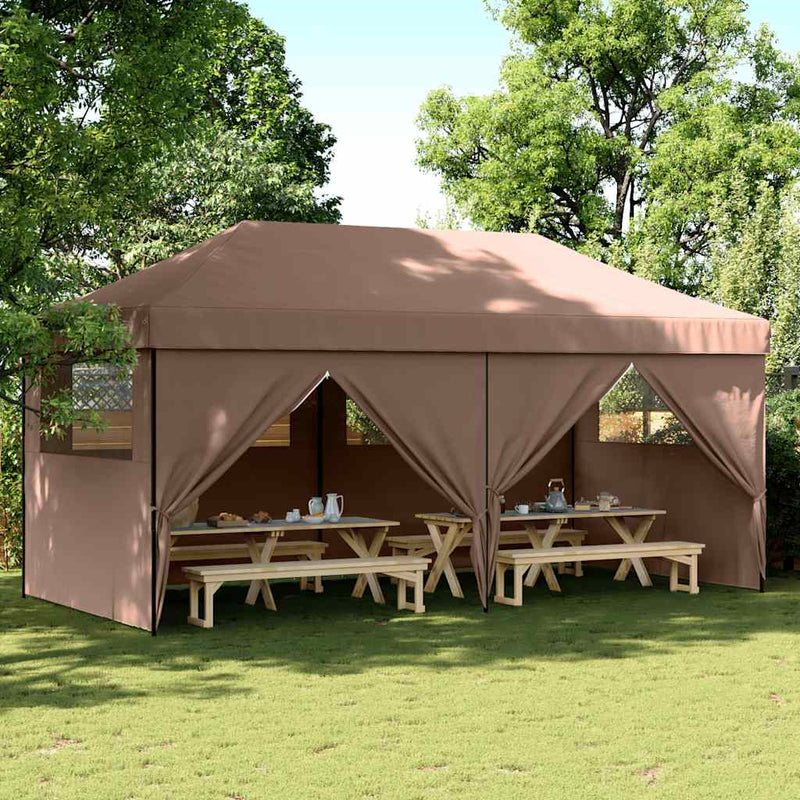 Load image into Gallery viewer, Vidaxl partytent inklapbaar pop-up met 4 zijwanden bruin