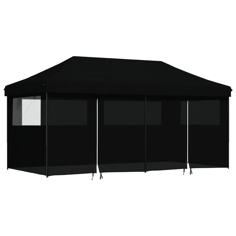 Load image into Gallery viewer, VidaXL Partytent inklapbaar pop-up met 4 zijwanden zwart