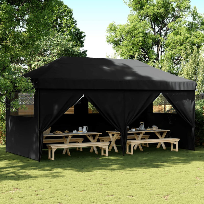 Load image into Gallery viewer, VidaXL Partytent inklapbaar pop-up met 4 zijwanden zwart