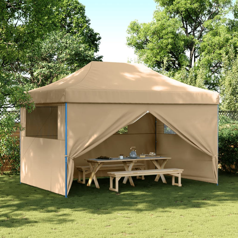 Afbeelding laden in galerijviewer, Vidaxl partytent inklapbaar pop-up met 4 zijwanden beige