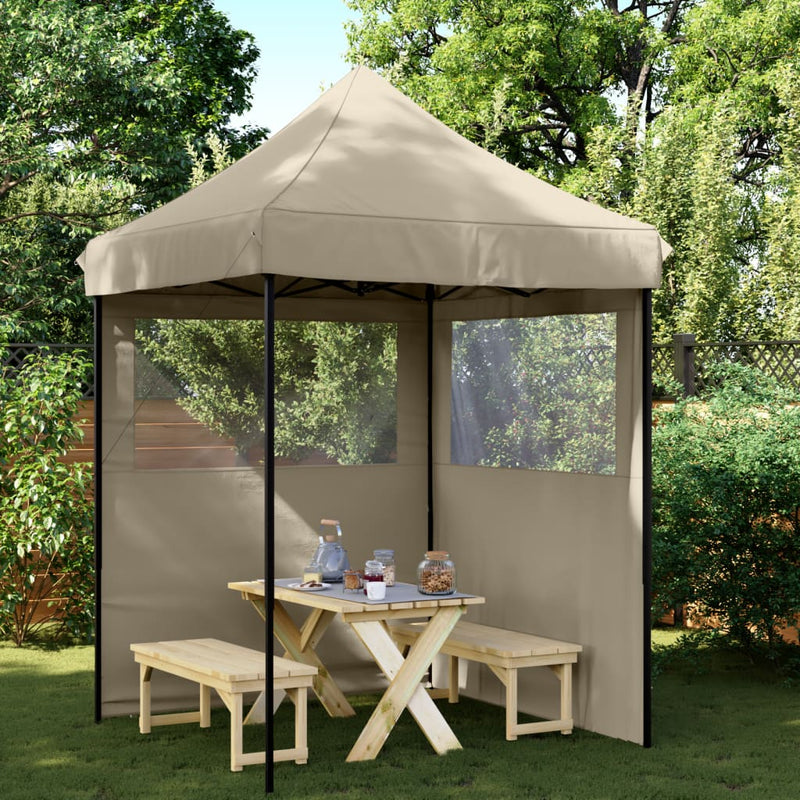 Cargue la imagen en el visor de la galería, Vidaxl partytent inklapbaar pop-up met 2 zijwanden taupe