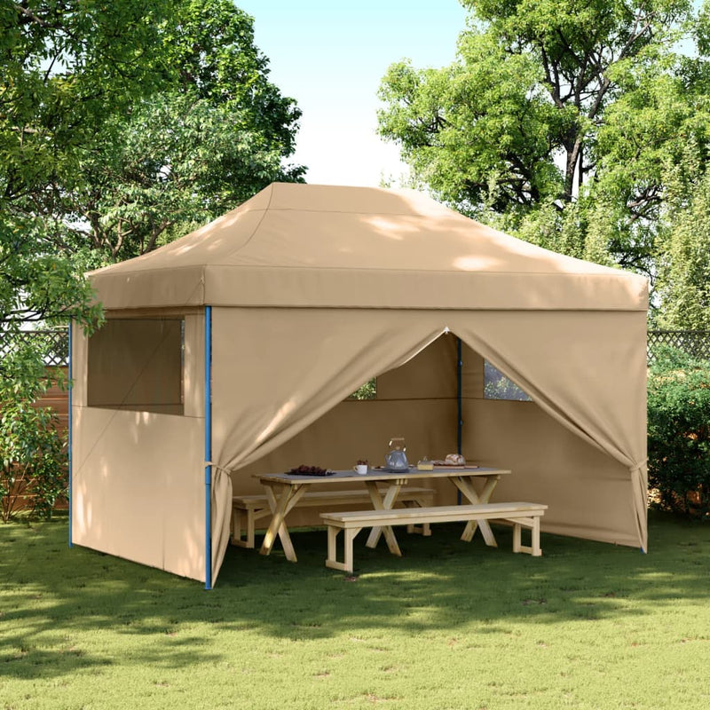 Laden Sie das Bild in Galerie -Viewer, Vidaxl partytent inklapbaar pop-up met 4 zijwanden beige