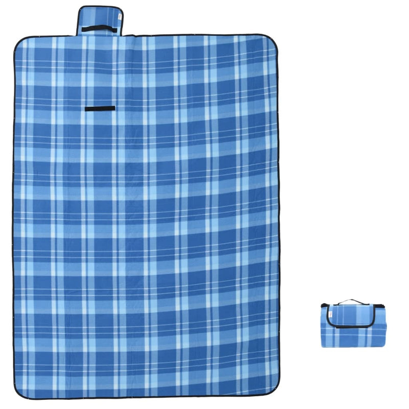Load image into Gallery viewer, Vidaxl picknickkleed opvouwbaar geruit 200x150 cm fluweel blauw