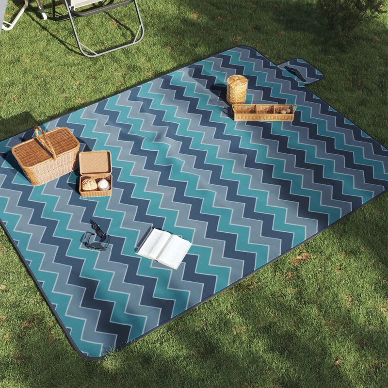 Load image into Gallery viewer, Vidaxl picknickkleed opvouwbaar golven 200x150 cm fluweel blauw