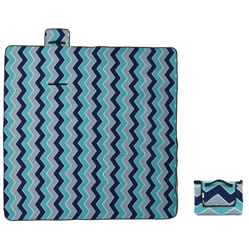 Load image into Gallery viewer, Vidaxl picknickkleed opvouwbaar golven 200x200 cm fluweel blauw
