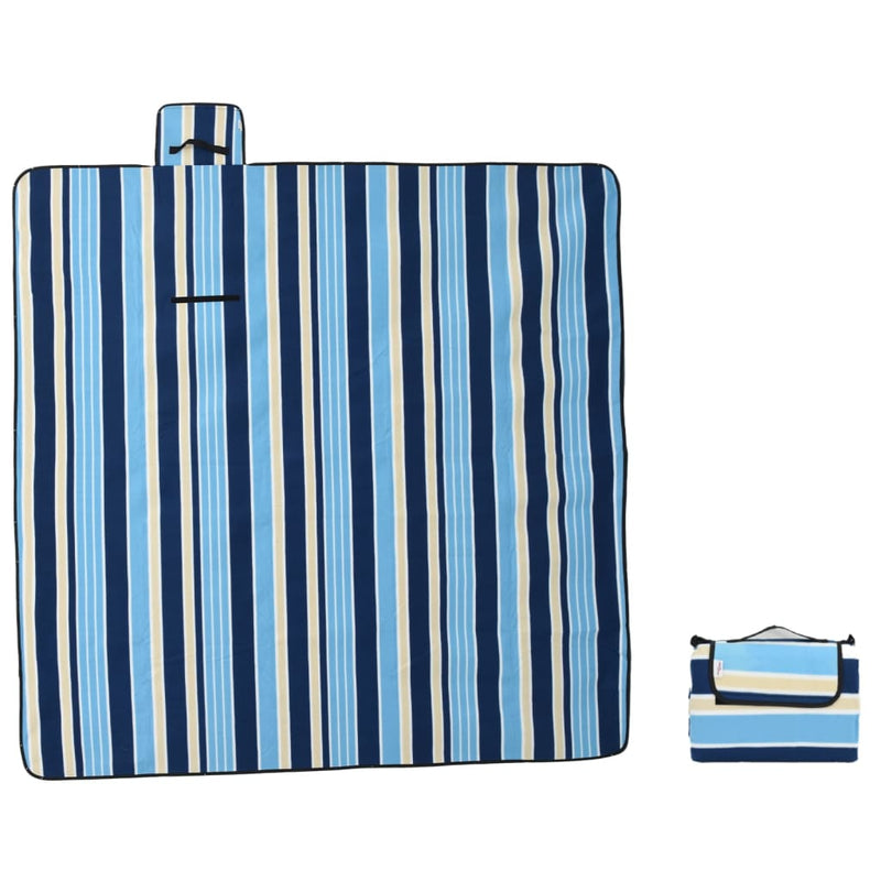 Load image into Gallery viewer, Vidaxl picknickkleed opvouwbaar gestreept 200x200 cm fluweel blauw wit
