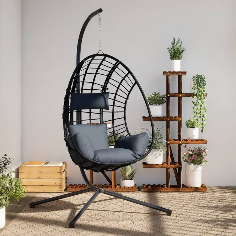 Load image into Gallery viewer, Vidaxl hangstoel met standaard rattan en staal antracietkleurig