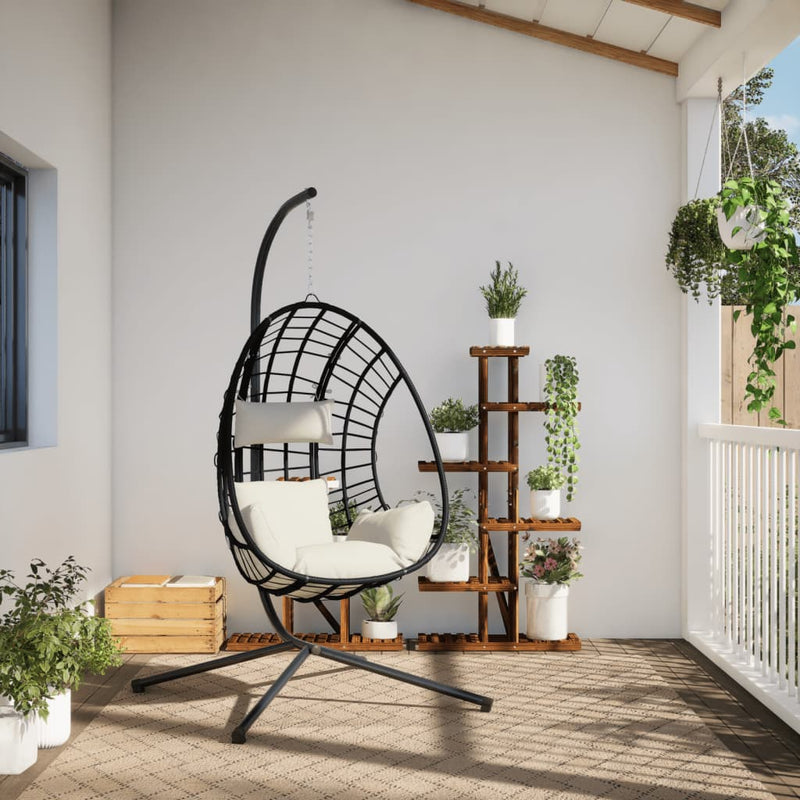 Afbeelding laden in galerijviewer, Vidaxl hangstoel met standaard rattan en staal beige